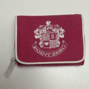 Y2K Point Zero Pink Corduroy Tri-Fold Zip Wallet